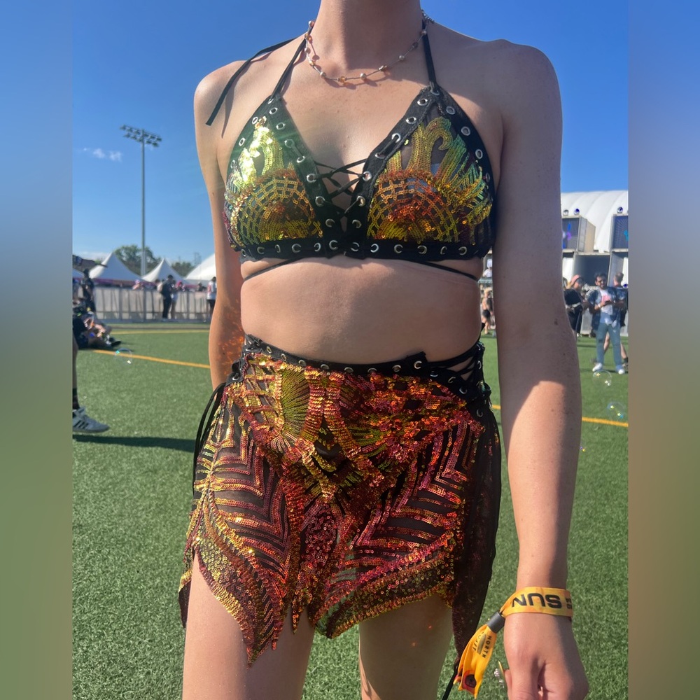 Disco Lemonade 2pc rave sequin set